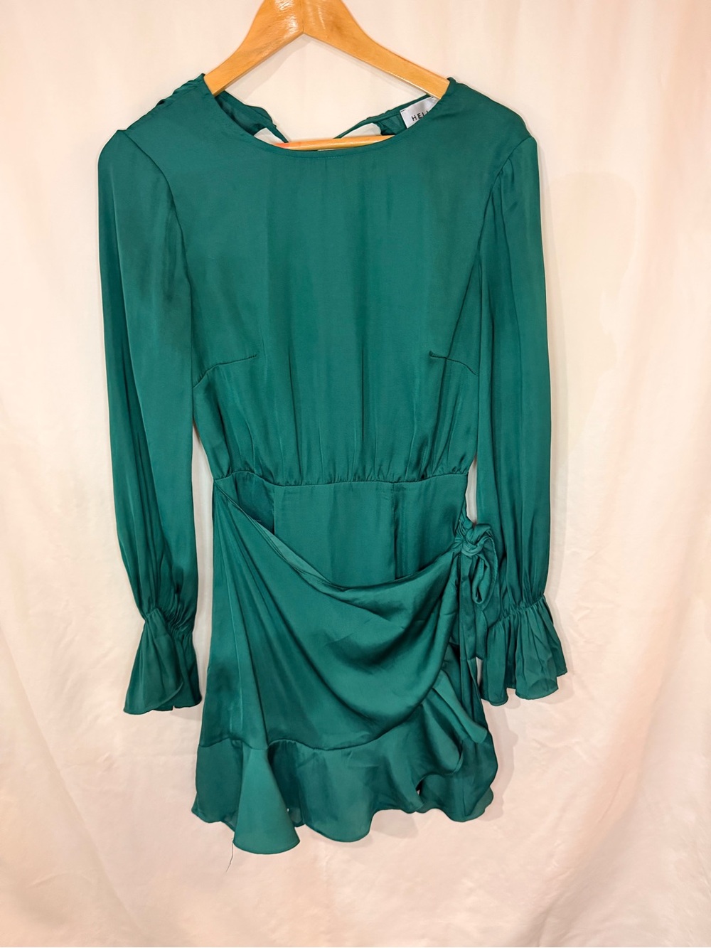 Hello Molly Teal Long-Sleeve Ruffle Mini Dress